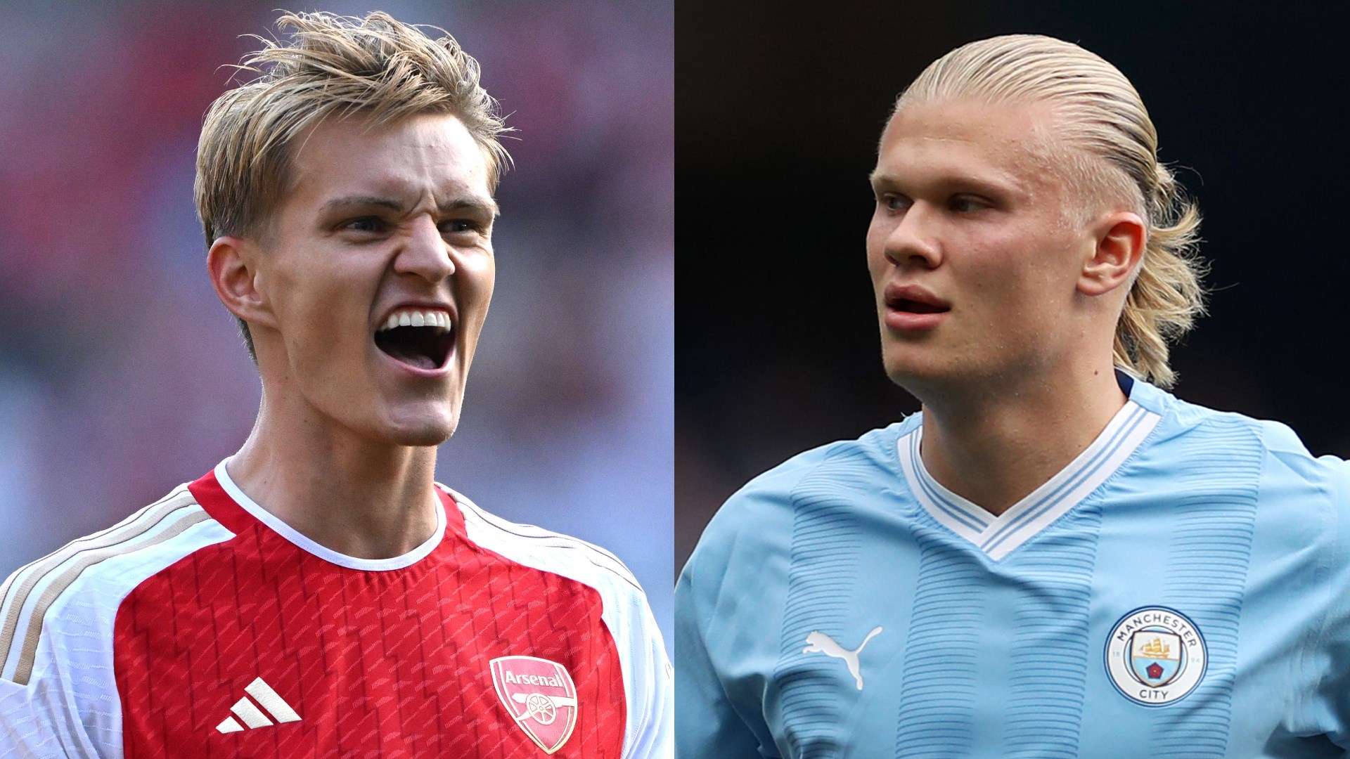 Martin Odegaard Erling Haaland Arsenal Man City 2023-24