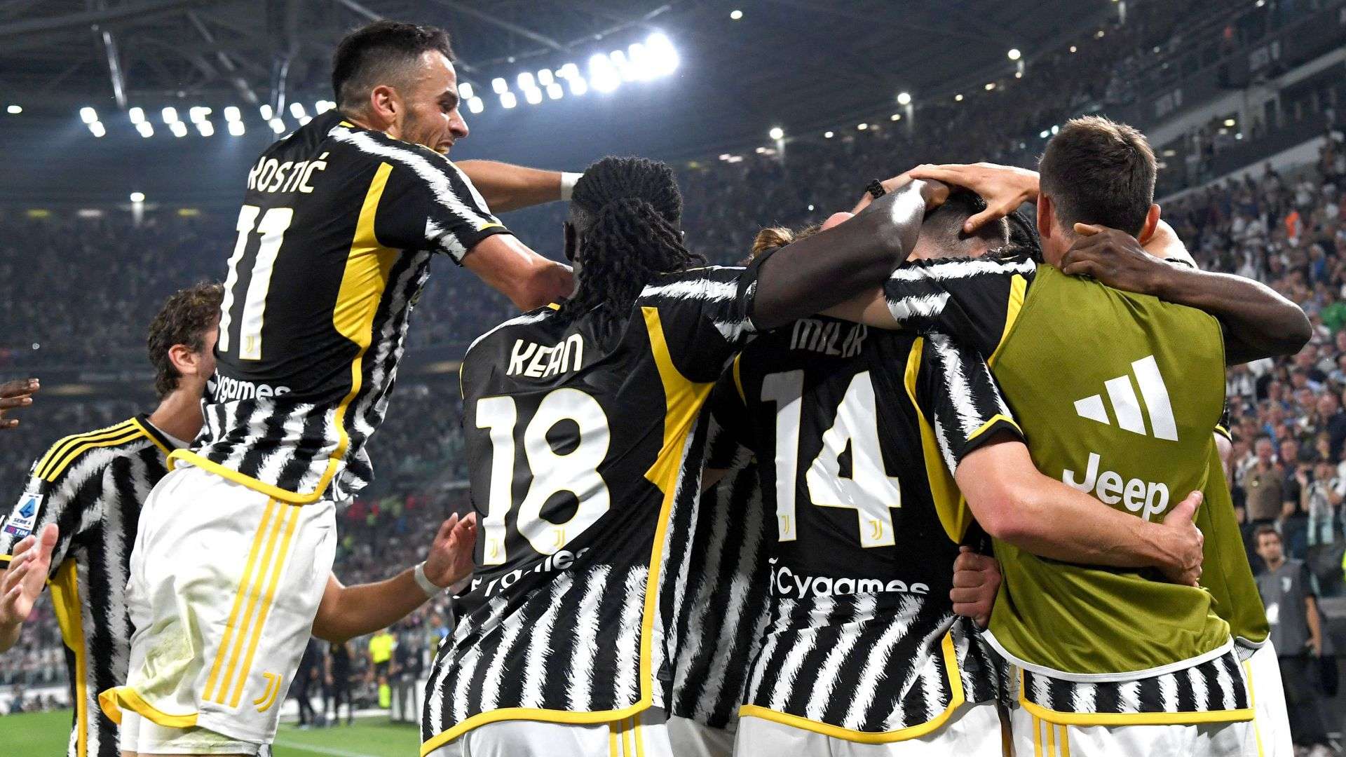 Juventus players celebrating Juventus Torino Serie A